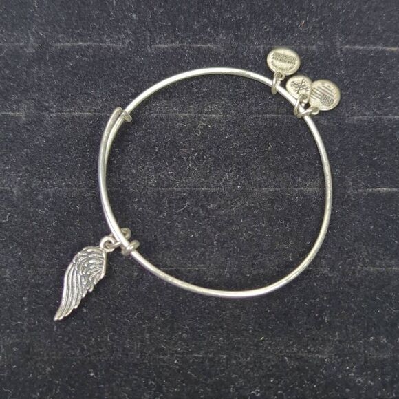 Alex & Ani Angel Wing Bangle Charm Bracelet Rafaelian Silver Finish - Picture 1 of 5